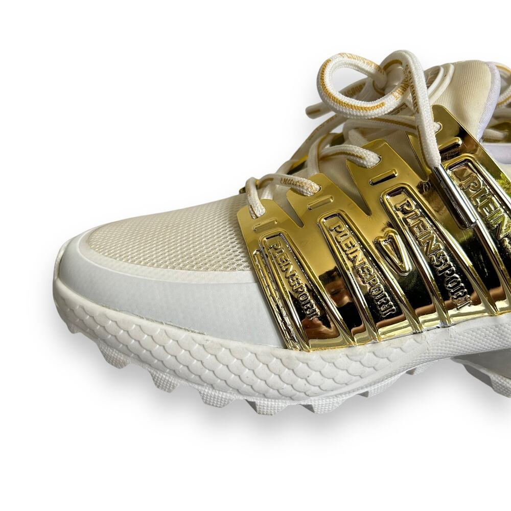Plein Sport Gold Metallic Lace Up Shoes White Size 37/7 - Picture 16 of 16